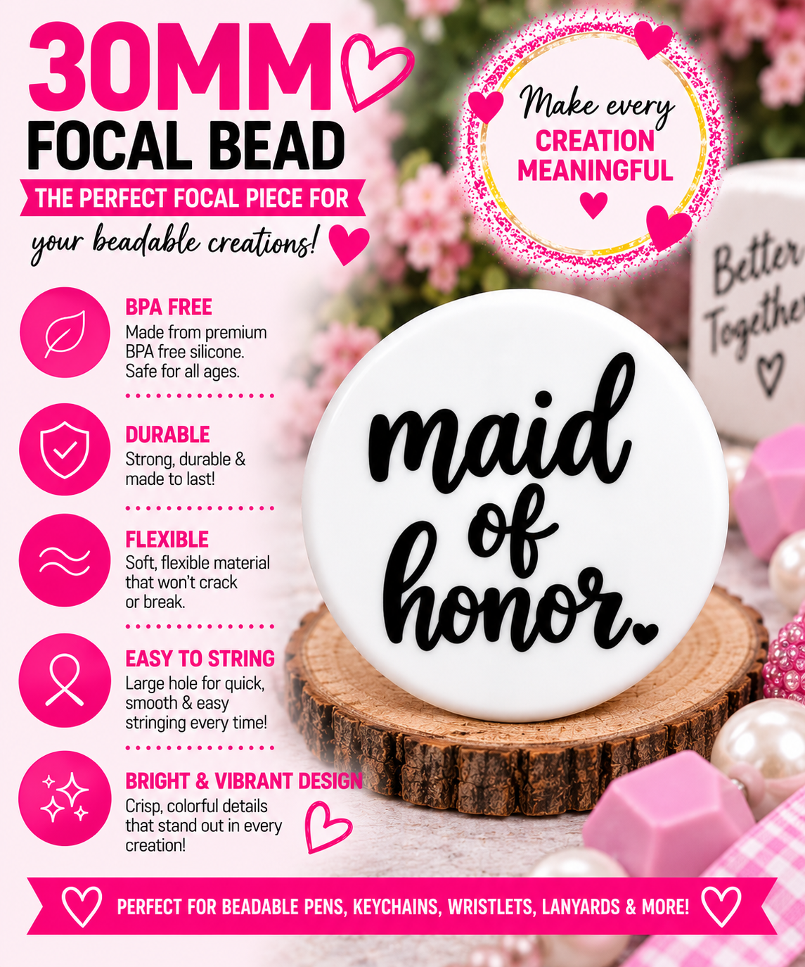 Maid of Honor Focal Bead