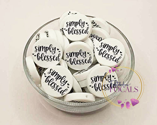 30mm “Simply Blessed” Custom Silicone Focal Bead 30mm “Simply Blessed” Custom Silicone Focal Bead