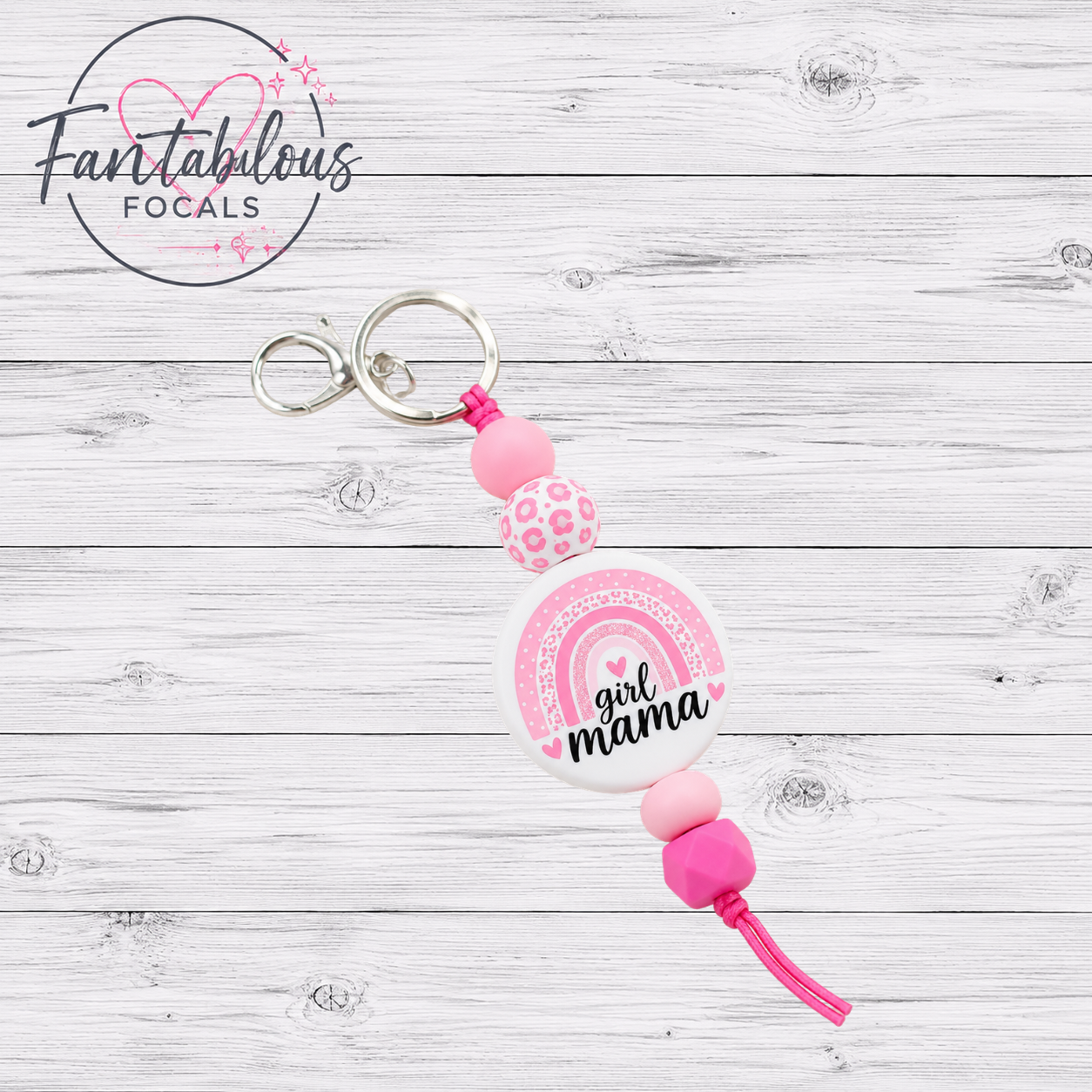 Pink Rainbow Girl Mama Focal Bead