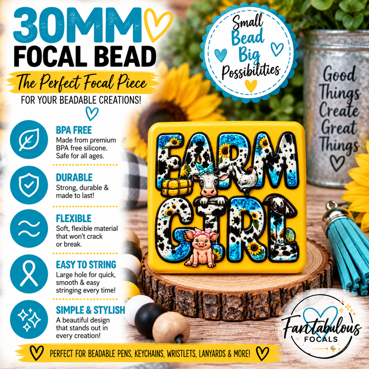Farm Girl Focal Bead