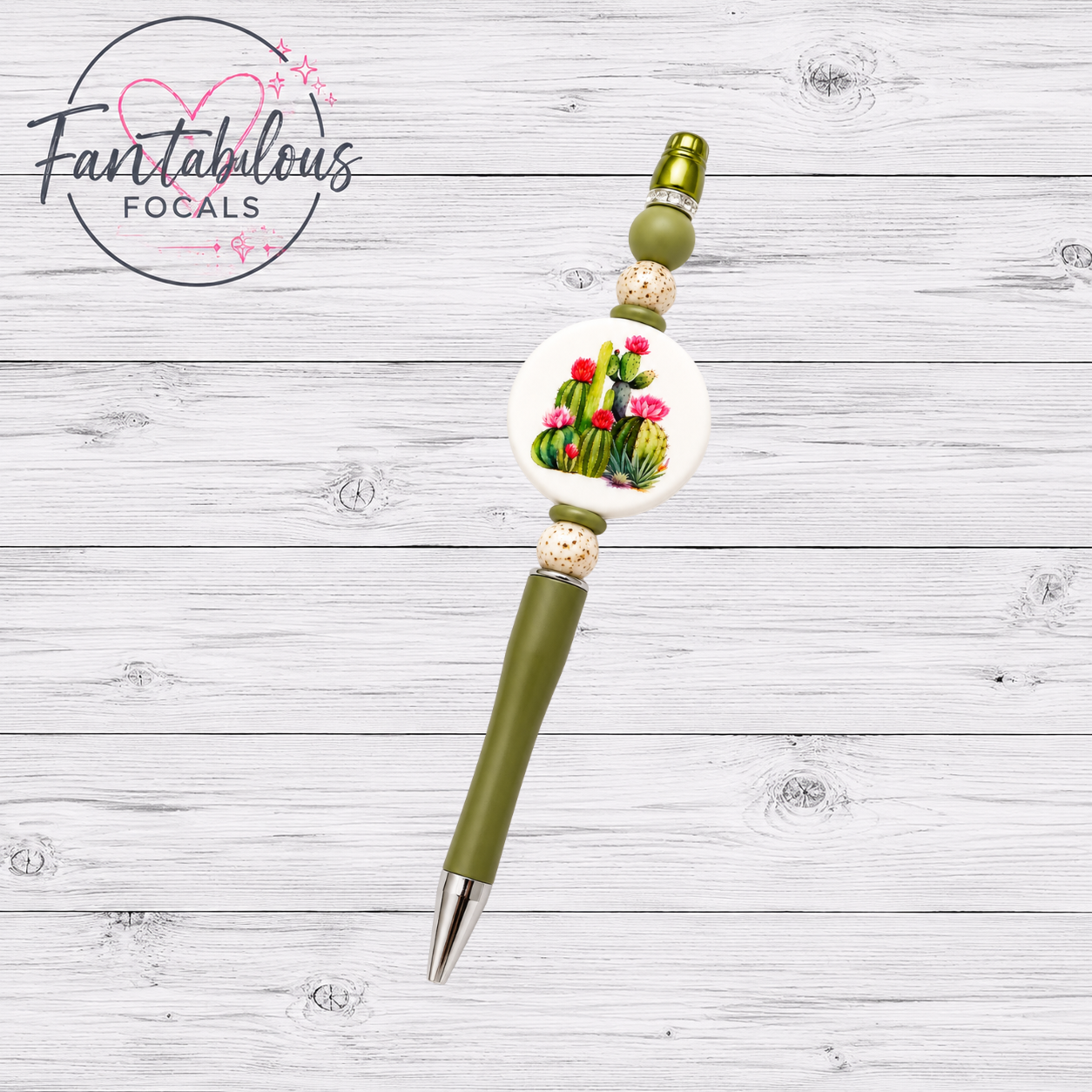 30mm Blooming Cactus Custom Silicone Focal Bead