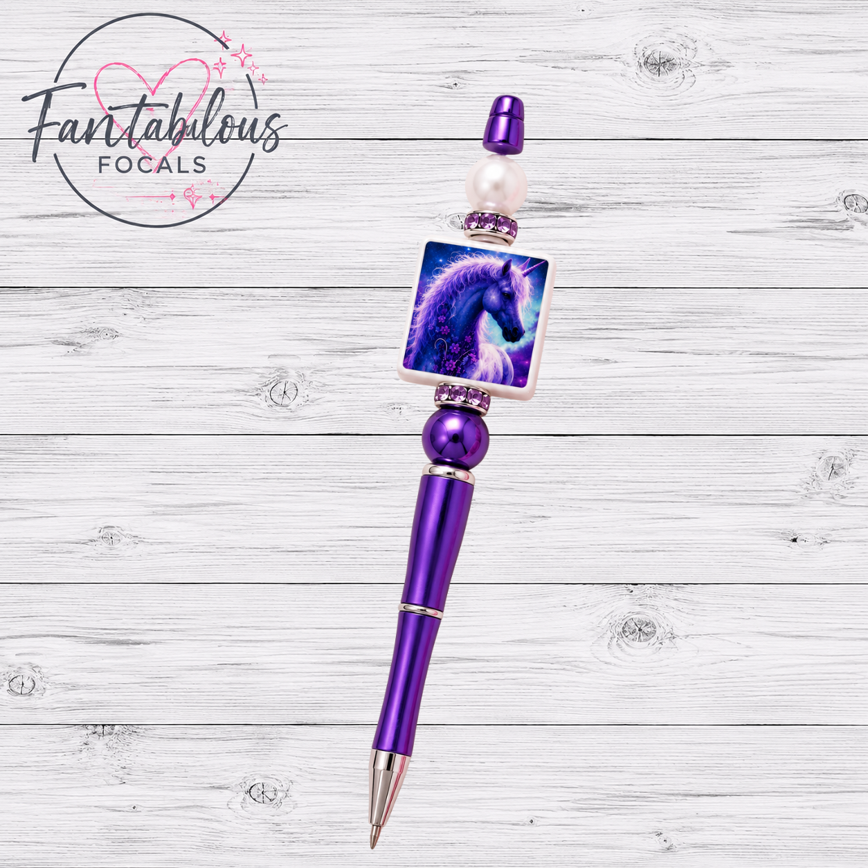 Purple Galaxy Unicorn Square Focal Bead