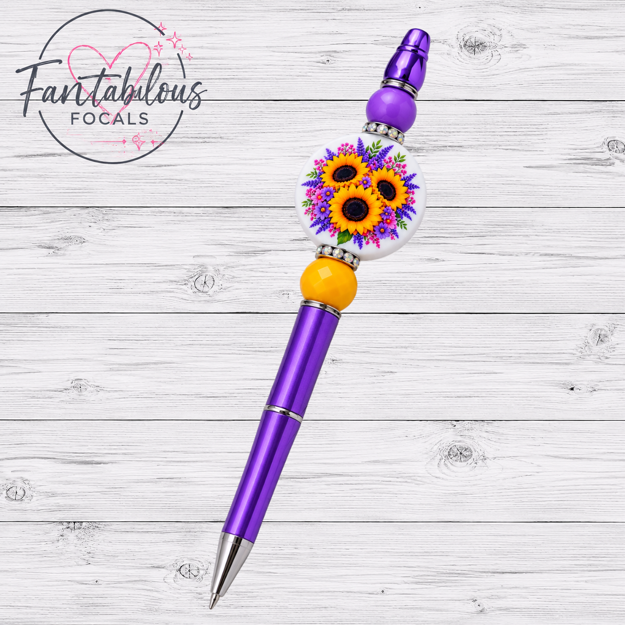 Sunflower & Lavender Floral Silicone Focal Bead