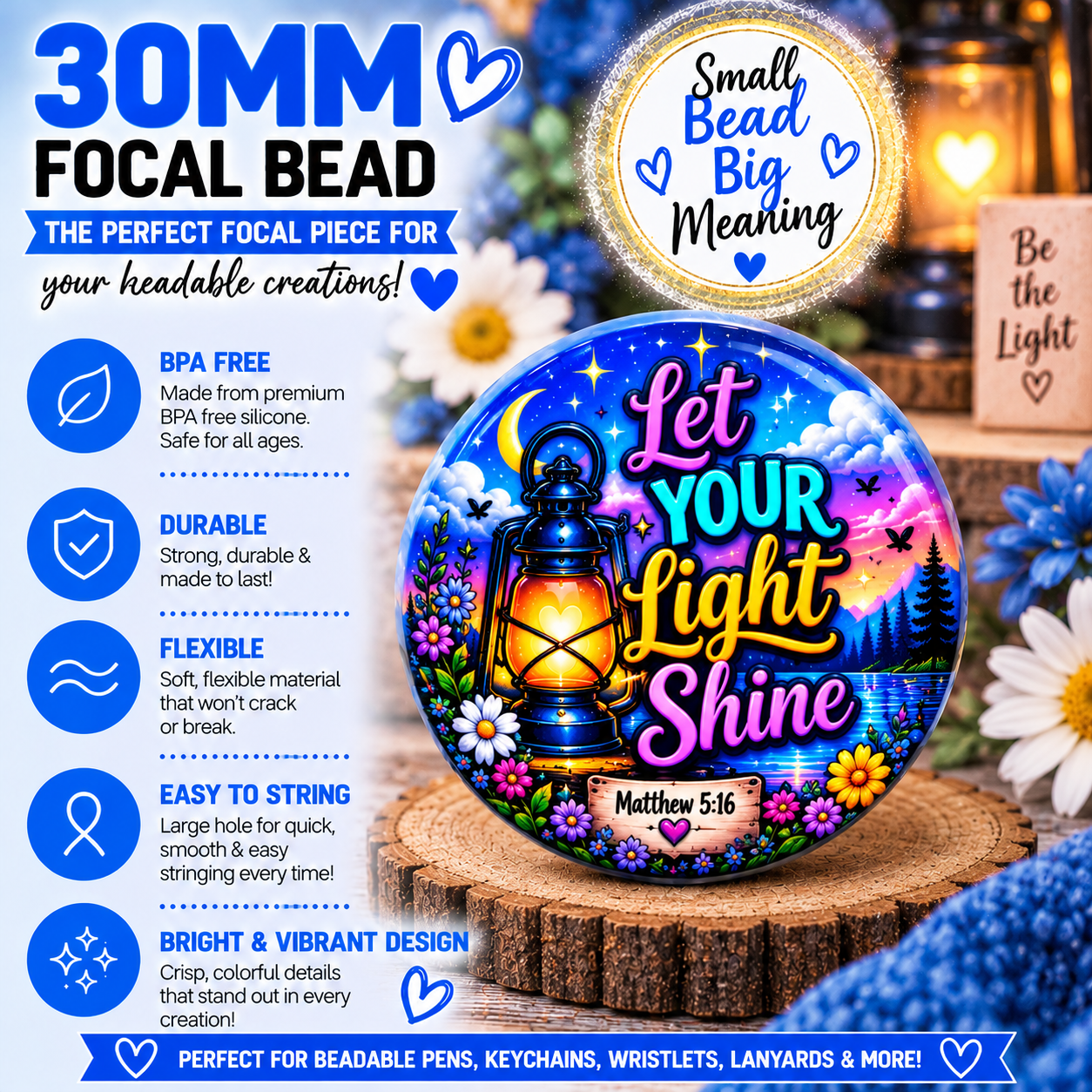 Let Your Light Shine Silicone Focal Bead