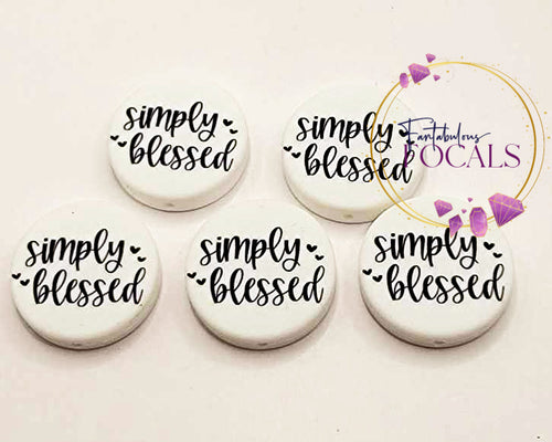 30mm “Simply Blessed” Custom Silicone Focal Bead 30mm “Simply Blessed” Custom Silicone Focal Bead