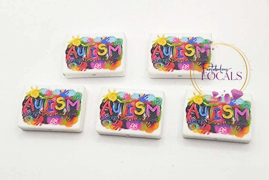 30mm “Autism- Accept-Understand-Love" Custom Silicone Focal Bead