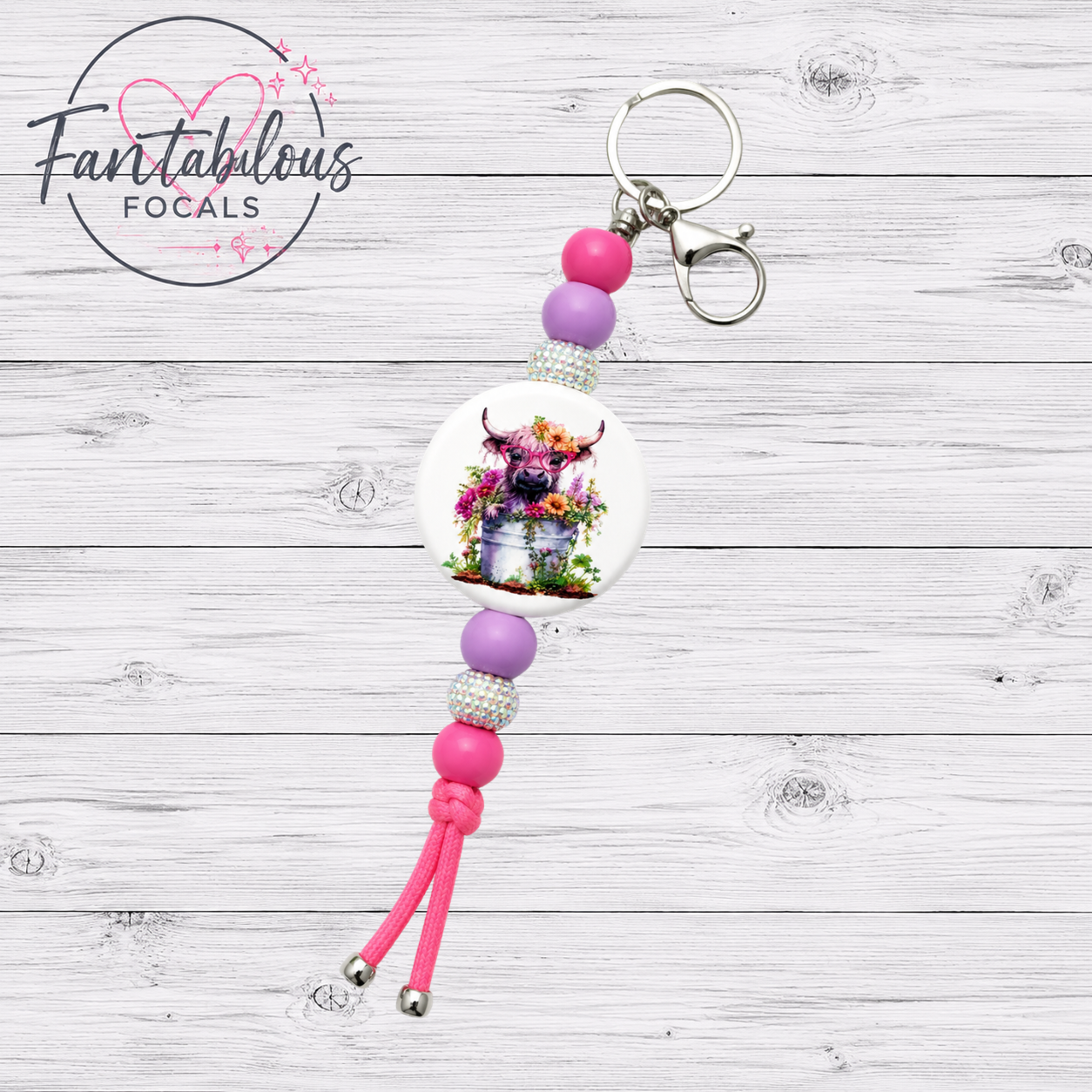 Floral Highland Cow Focal Bead