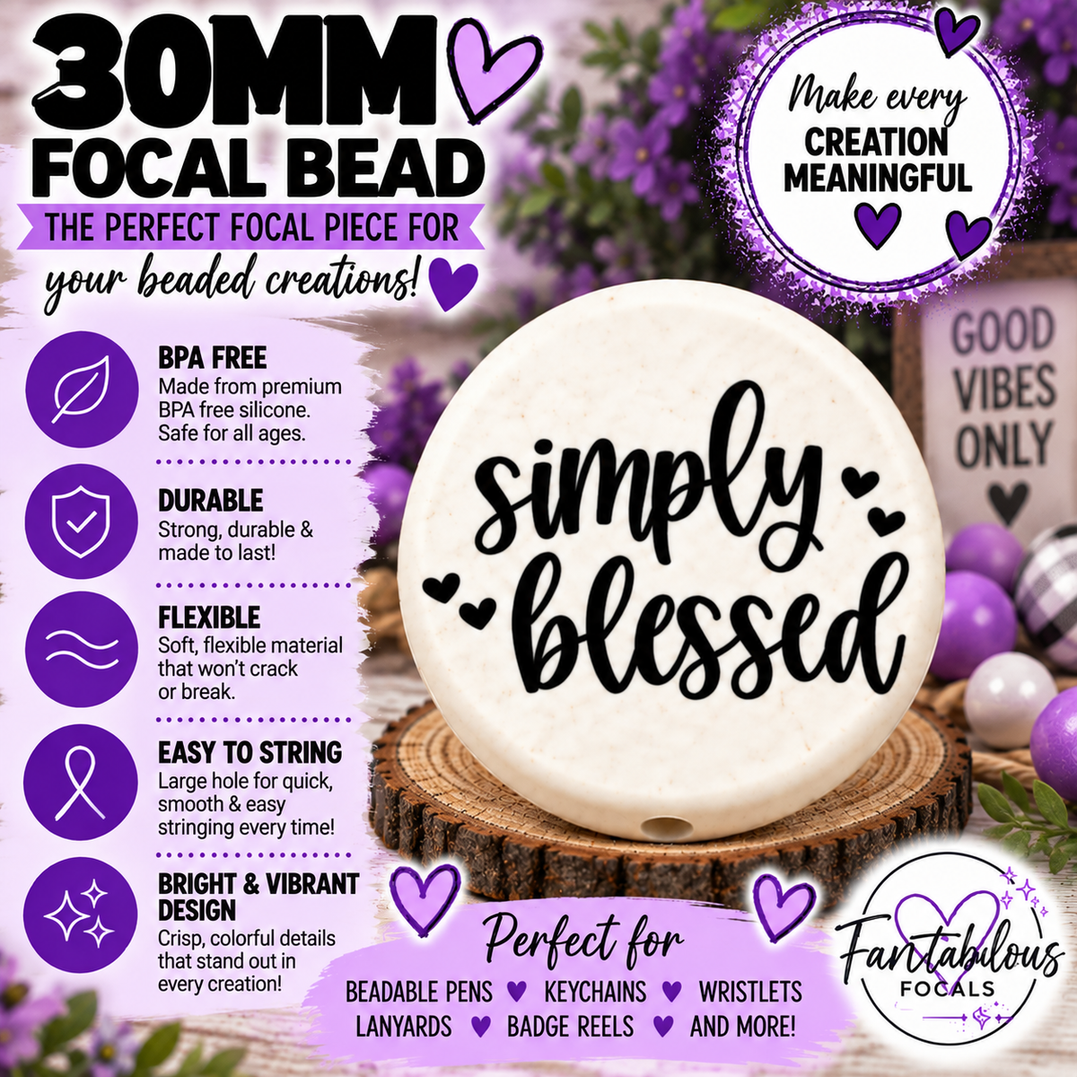 Simply Blessed Focal Bead