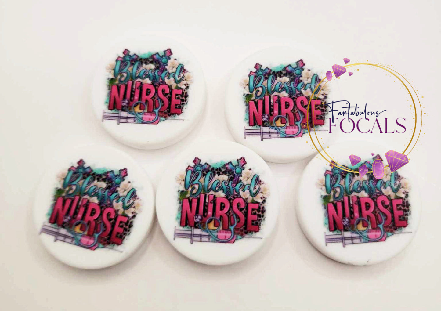 30mm “Blessed Nurse” Custom Silicone Focal Bead