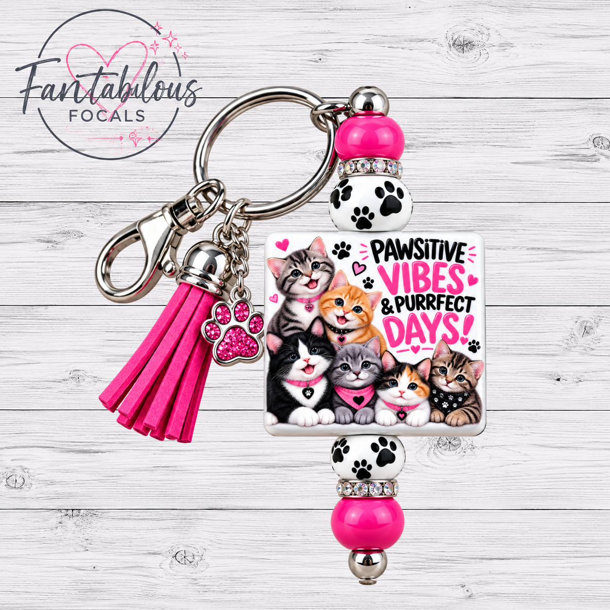 Pawsitive Vibes Cat Silicone Focal Bead