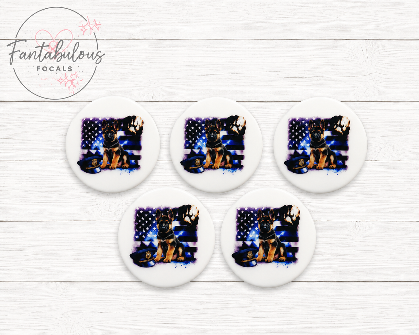 30mm German Shepherd Police Puppy  Custom Silicone Focal Bead