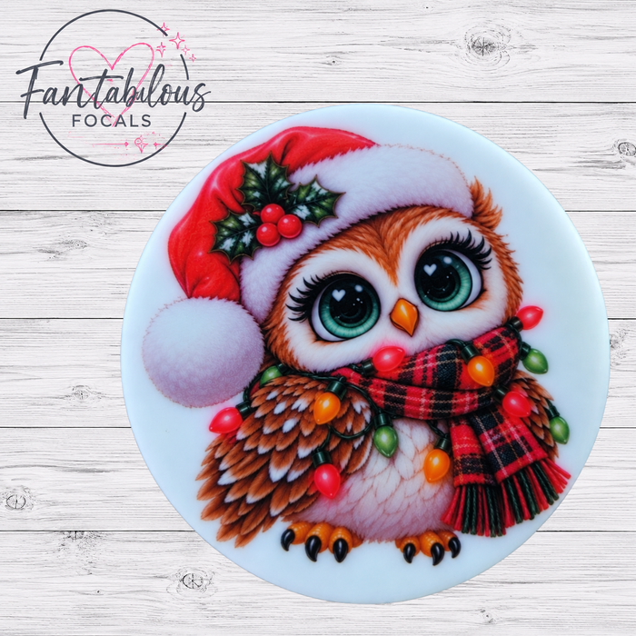 Christmas Owl Silicone Focal Bead