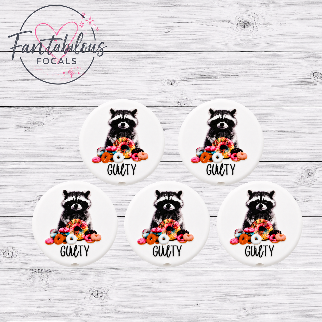 30MM Guilty Raccoon Silicone Focal Bead