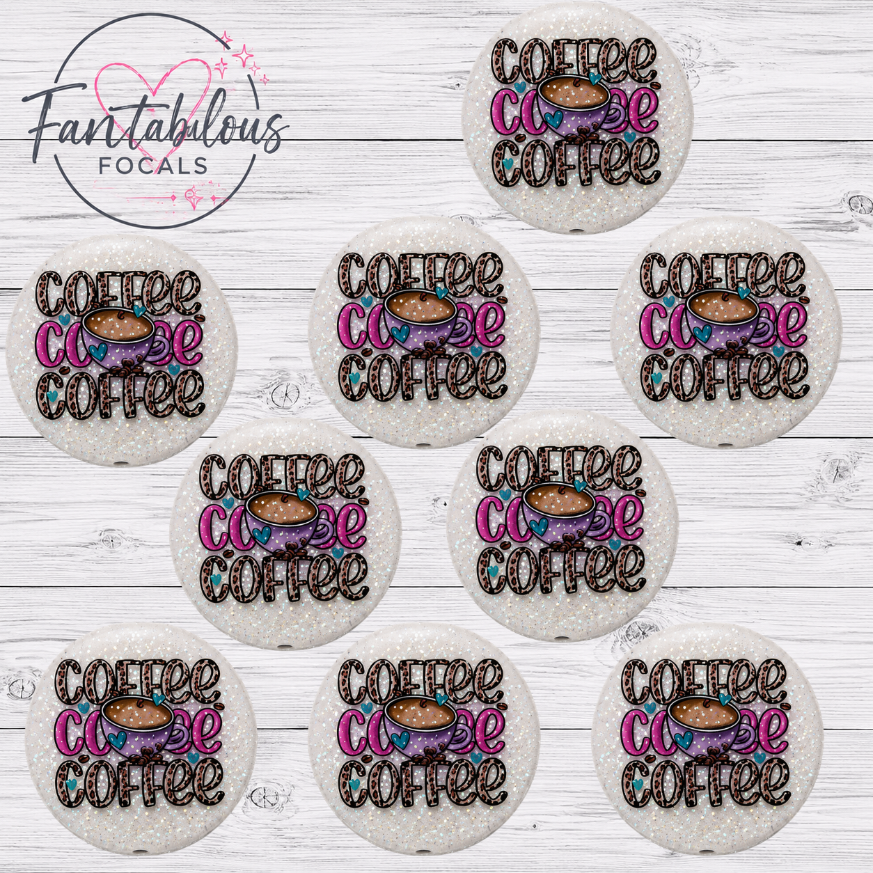 30MM Glitter Coffee Coffee Coffee Silicone Focal Bead