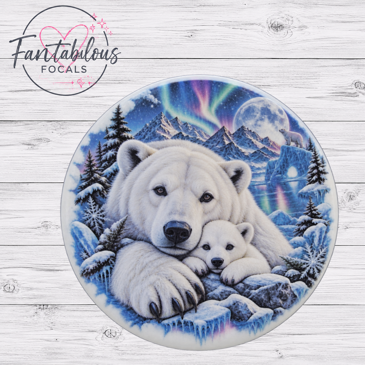 Polar Bear Mama & Cub Silicone Focal Bead