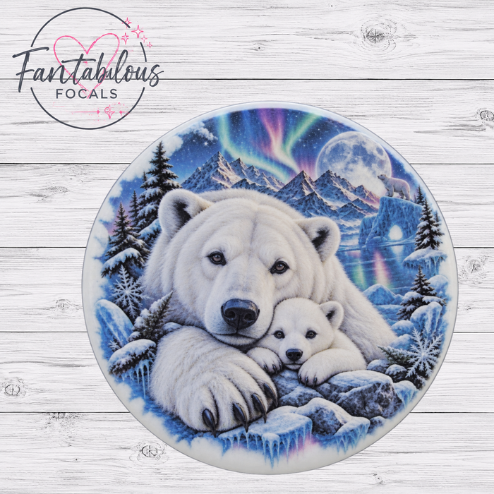 Polar Bear Mama & Cub Silicone Focal Bead