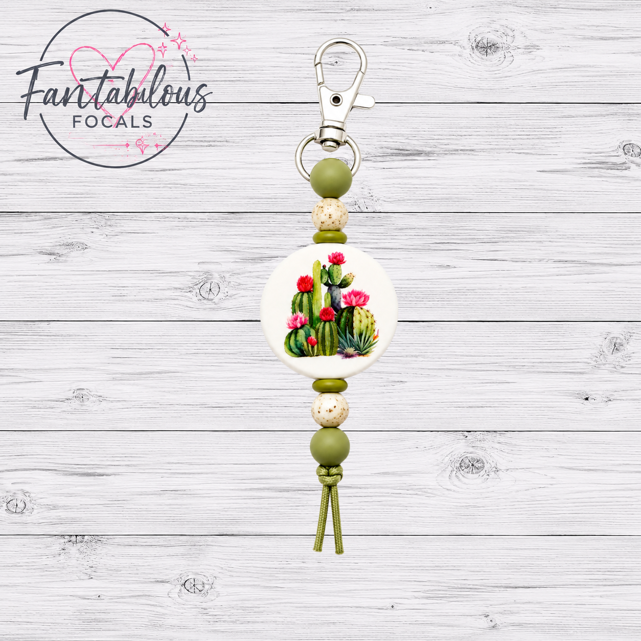 30mm Blooming Cactus Custom Silicone Focal Bead