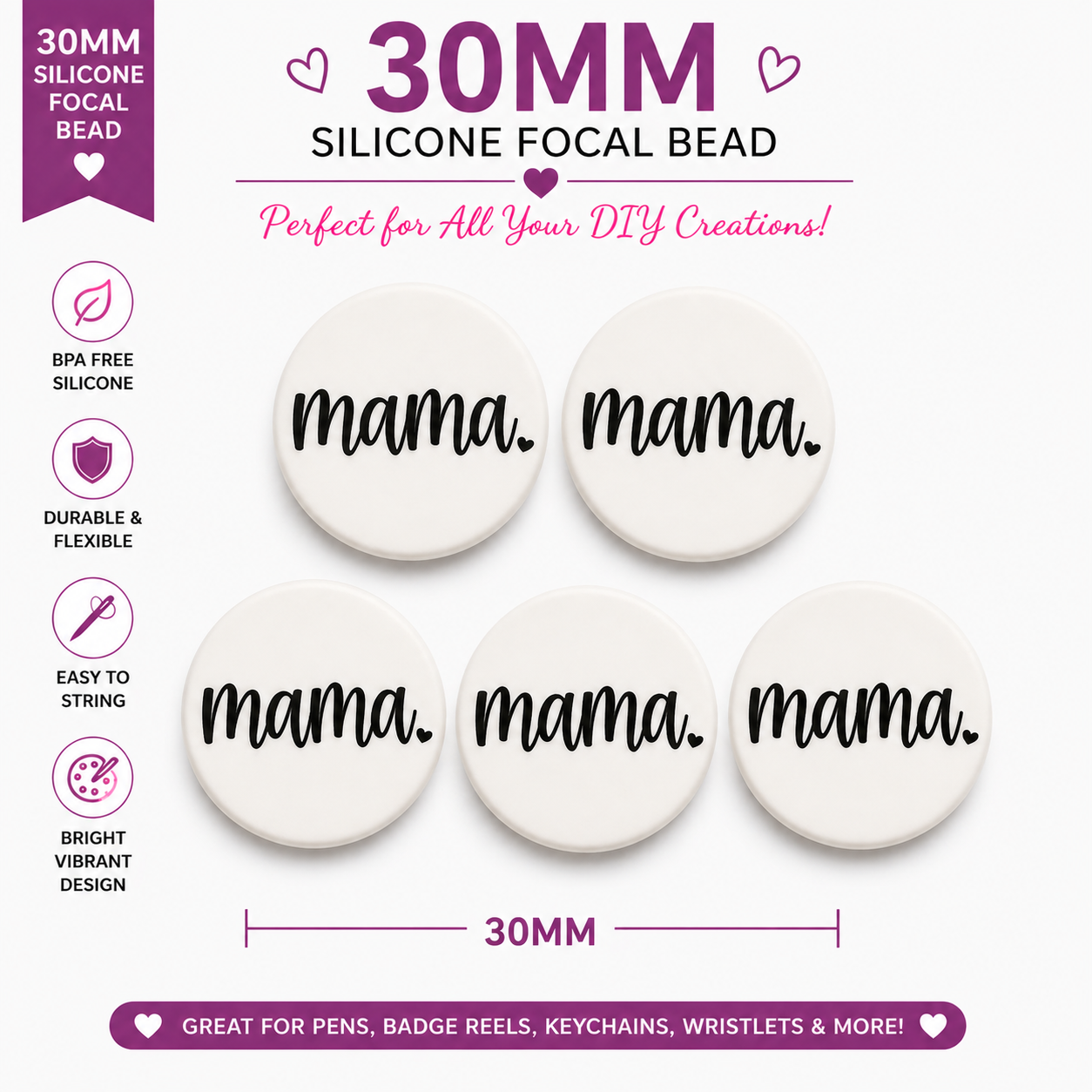 30MM Mama Silicone Focal Bead