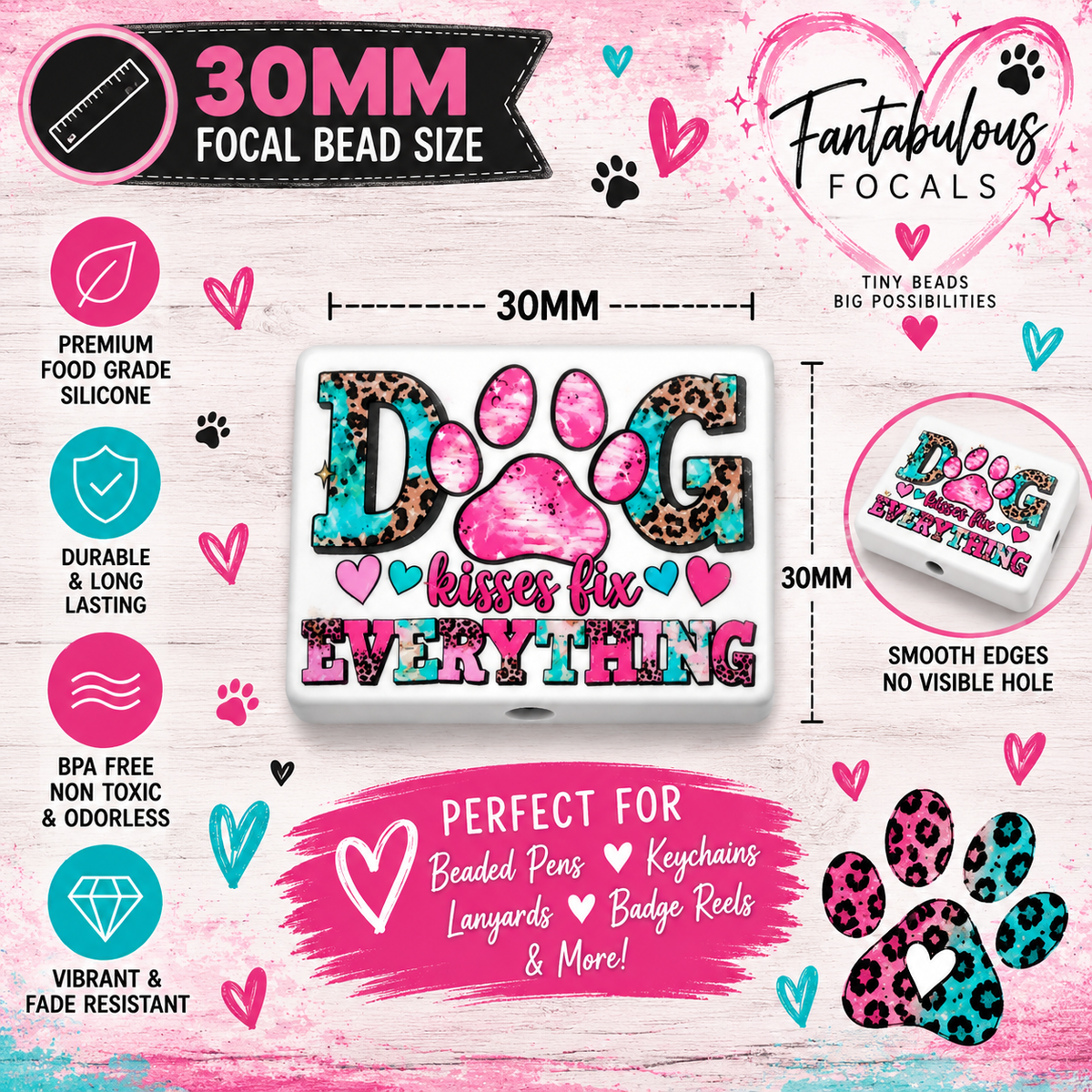 Dog Kisses Fix Everything Focal Bead