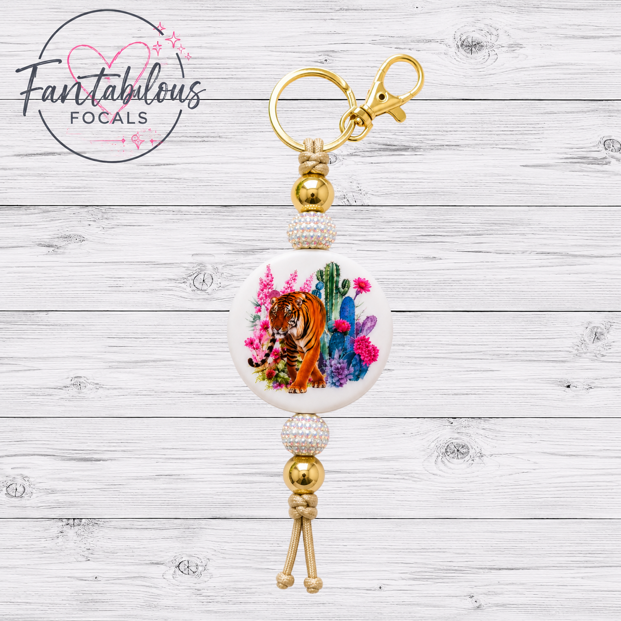 Tiger Cactus Floral Focal Bead