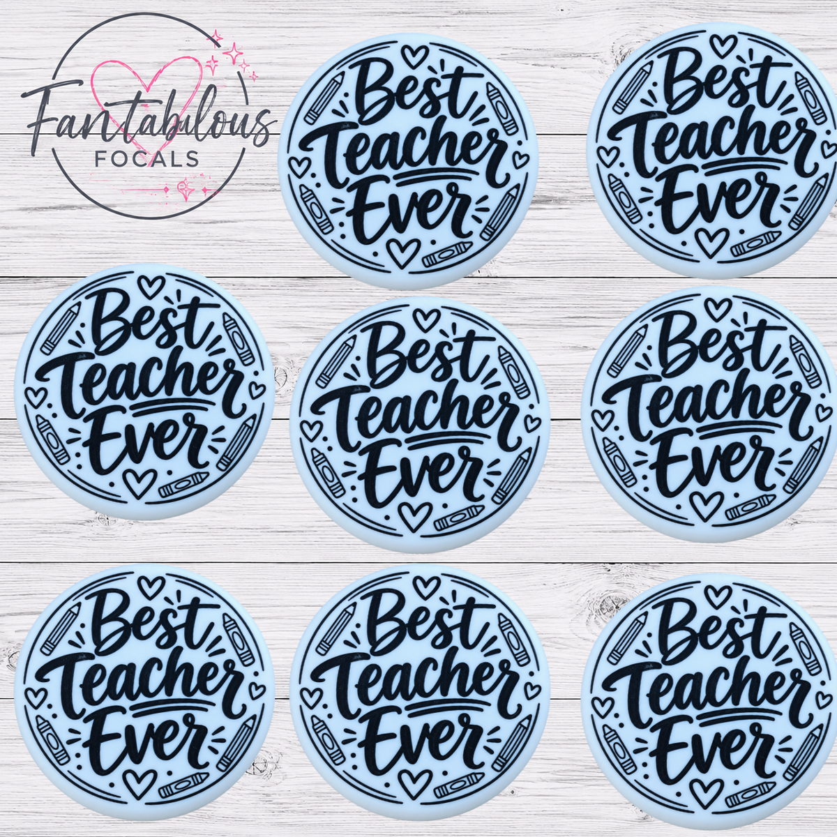 Best Teacher Ever Silicone Focal Bead