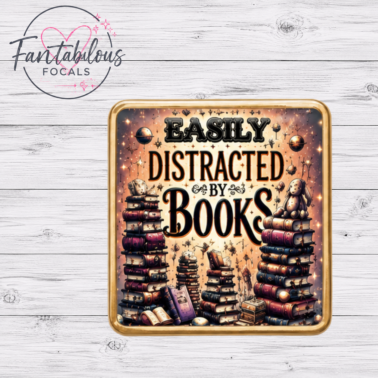 30MM Easily Distracted By Books Silicone Focal Bead