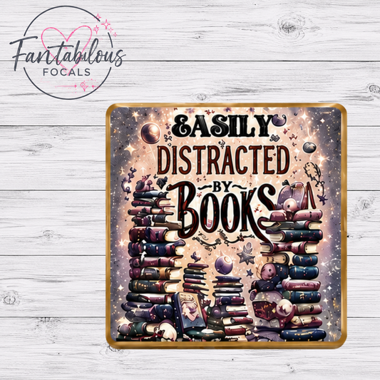 30MM Easily Distracted By Books Silicone Focal Bead