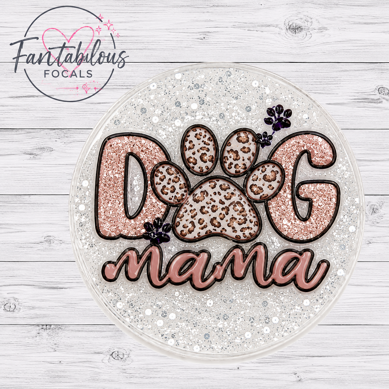 30mm Dog Mama Custom Silicone Focal Bead