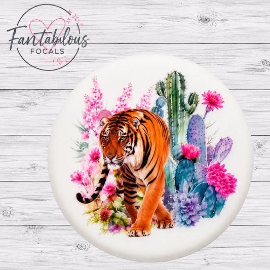 Tiger Cactus Floral Focal Bead