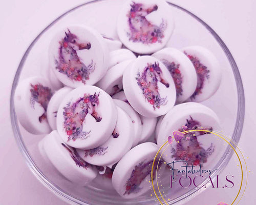 30mm “Floral Horse” Custom Exclusive Silicone Focal Bead