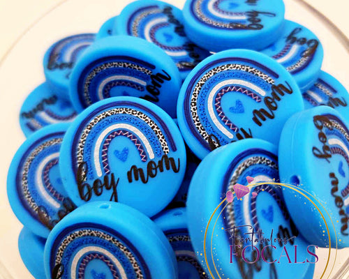 30mm “Boy Mom Rainbow” Custom Exclusive Silicone Focal Bead