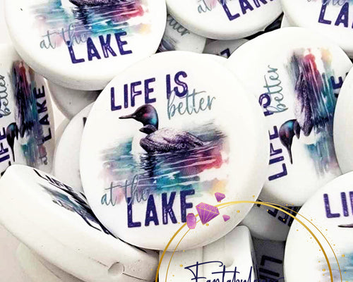 30mm “Life is Better at the Lake” Custom Exclusive Silicone Focal Bead