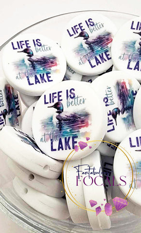 30mm “Life is Better at the Lake” Custom Exclusive Silicone Focal Bead