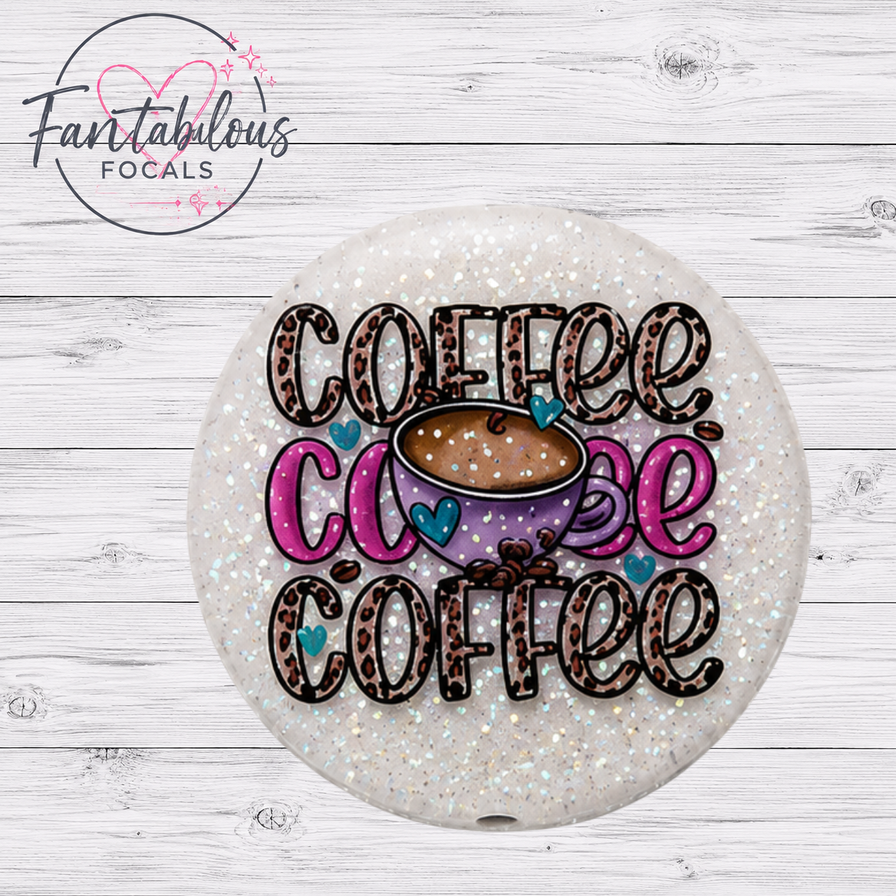 30MM Glitter Coffee Coffee Coffee Silicone Focal Bead