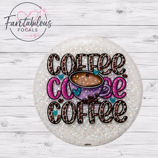 30MM Glitter Coffee Coffee Coffee Silicone Focal Bead