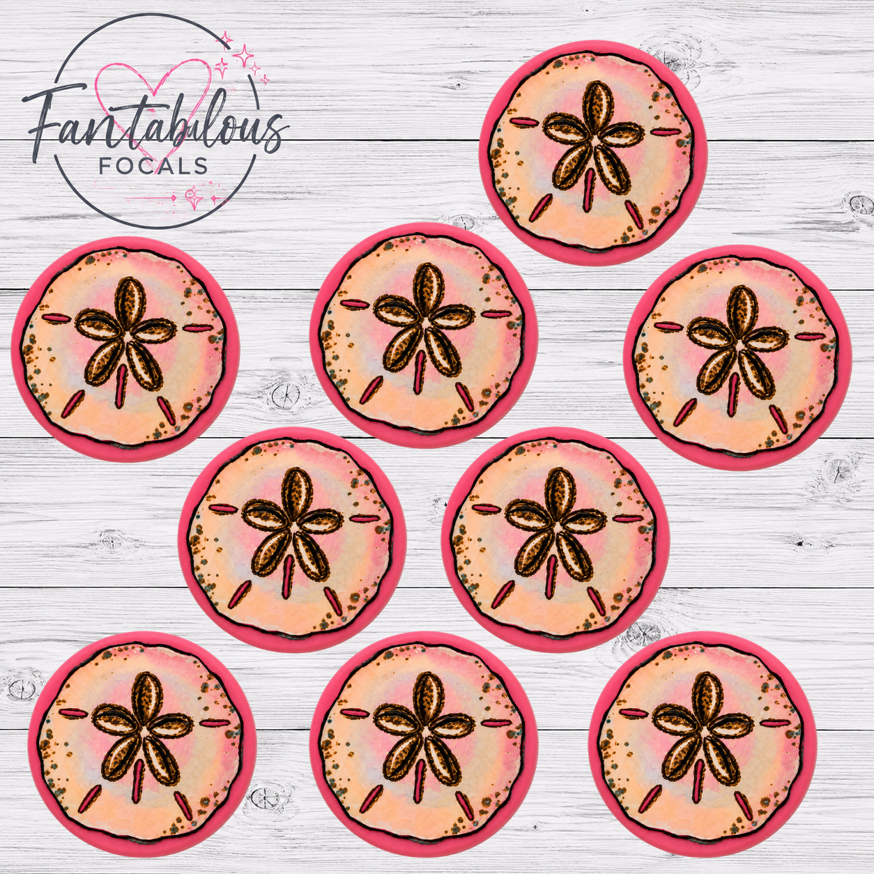 30mm Sand Dollar Custom Silicone Focal Bead