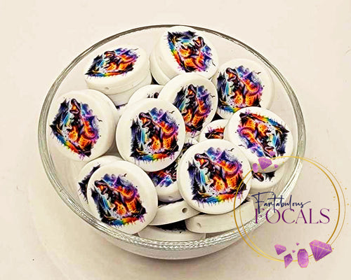 30mm “Boy Dinosaur” Custom Silicone Focal Bead
