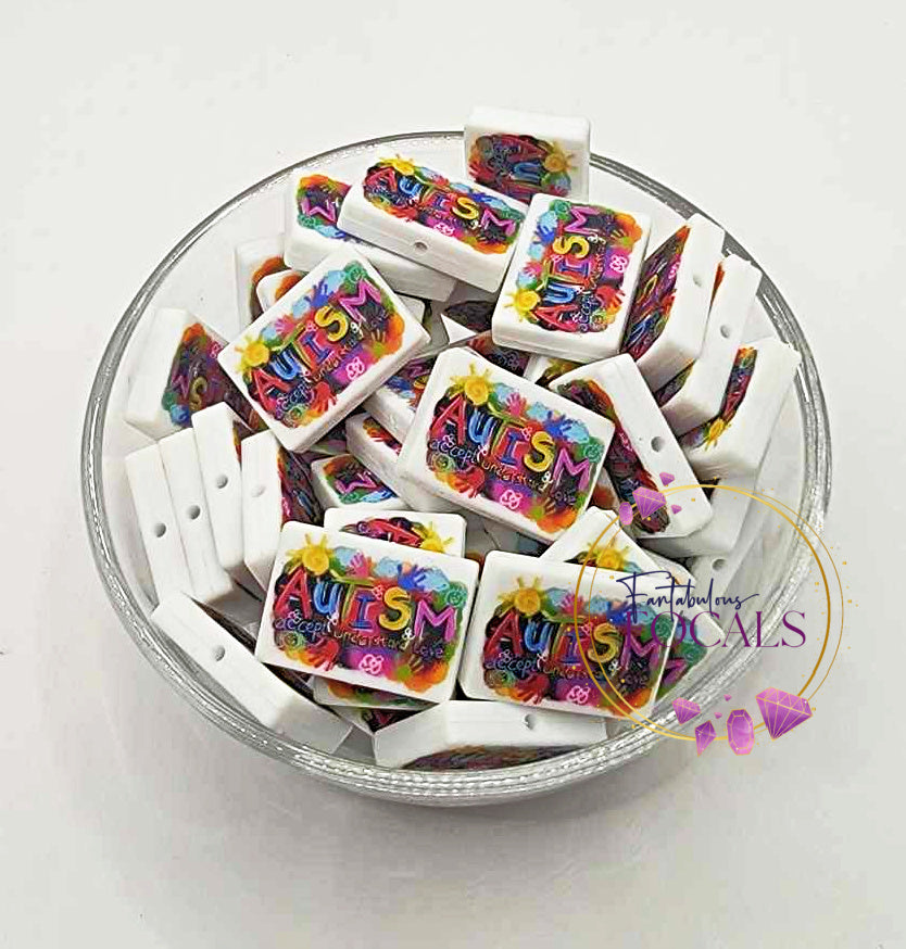 30mm “Autism- Accept-Understand-Love" Custom Silicone Focal Bead