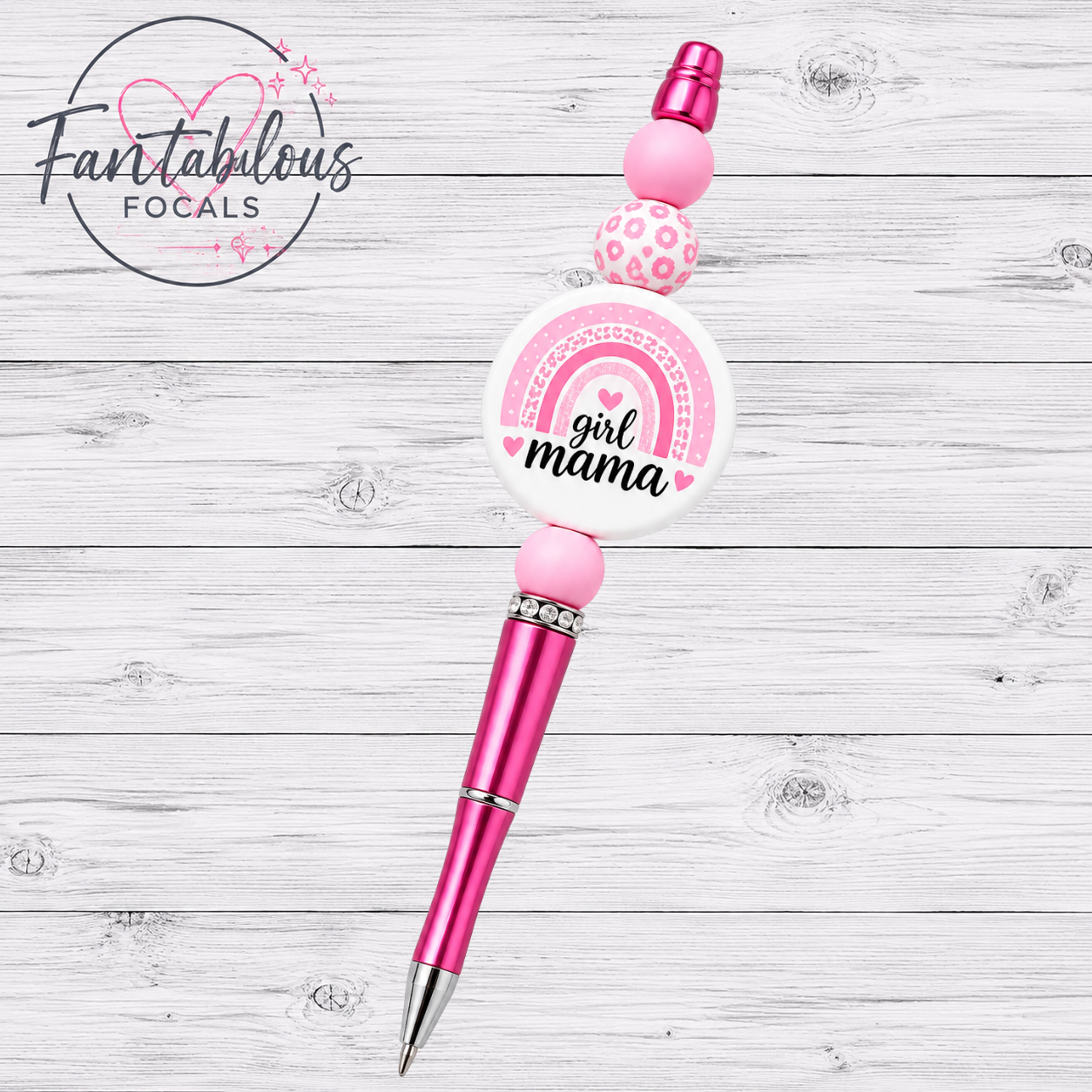 Pink Rainbow Girl Mama Focal Bead