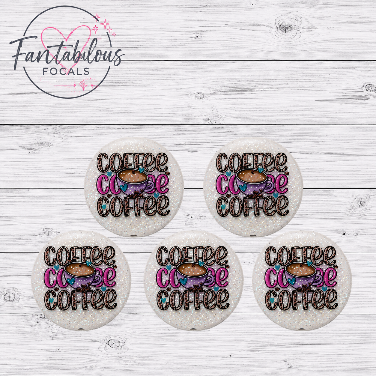 30MM Glitter Coffee Coffee Coffee Silicone Focal Bead