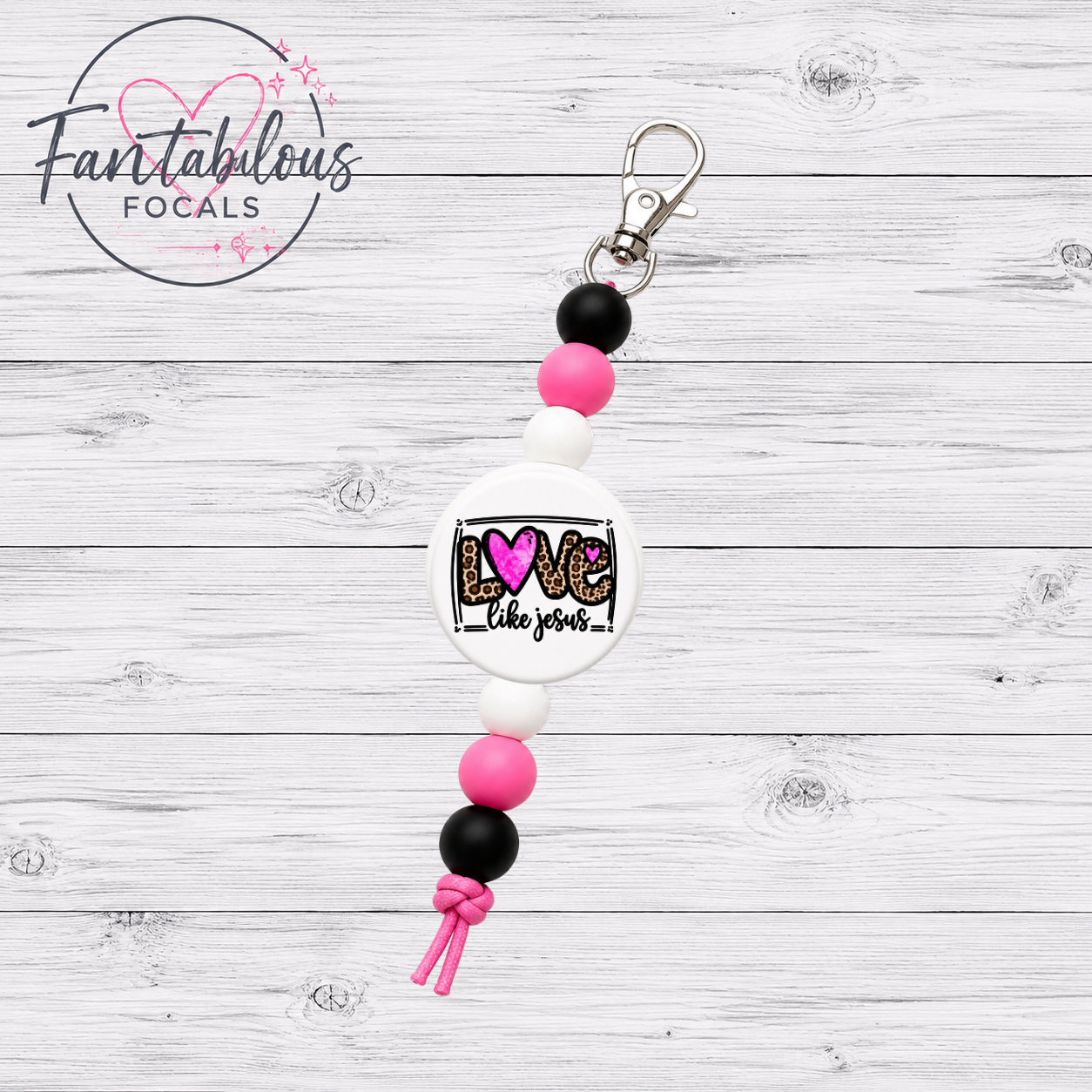30MM Love Like Jesus Silicone Focal Bead