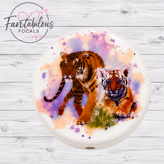 30MM Mama & Baby Tiger Silicone Focal Bead