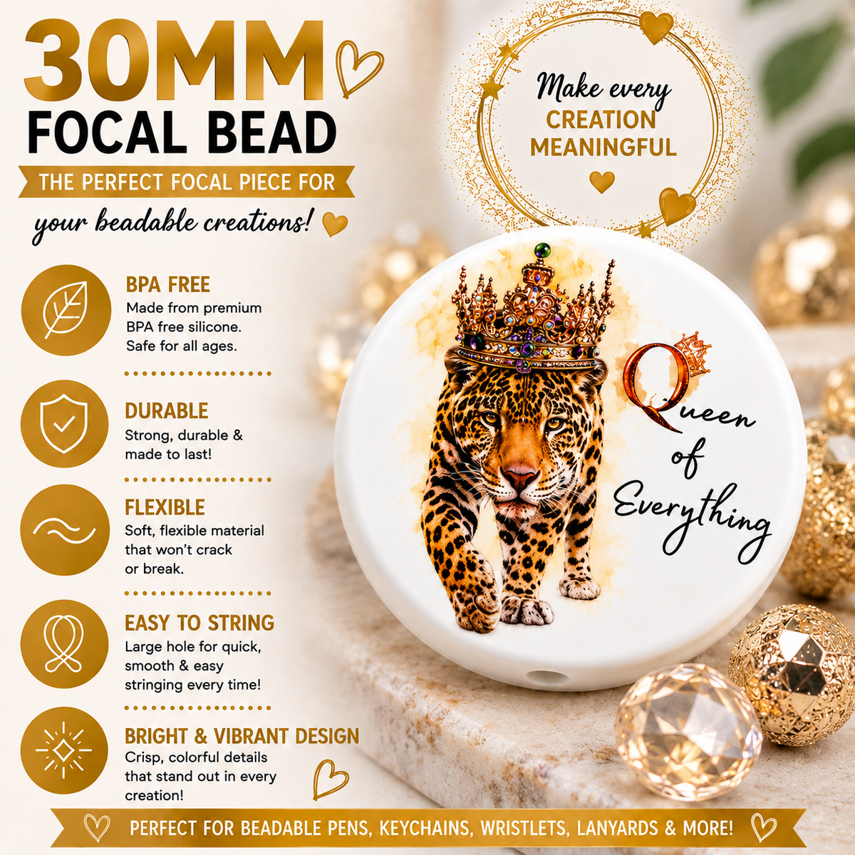 Queen of Everything Leopard Focal Bead