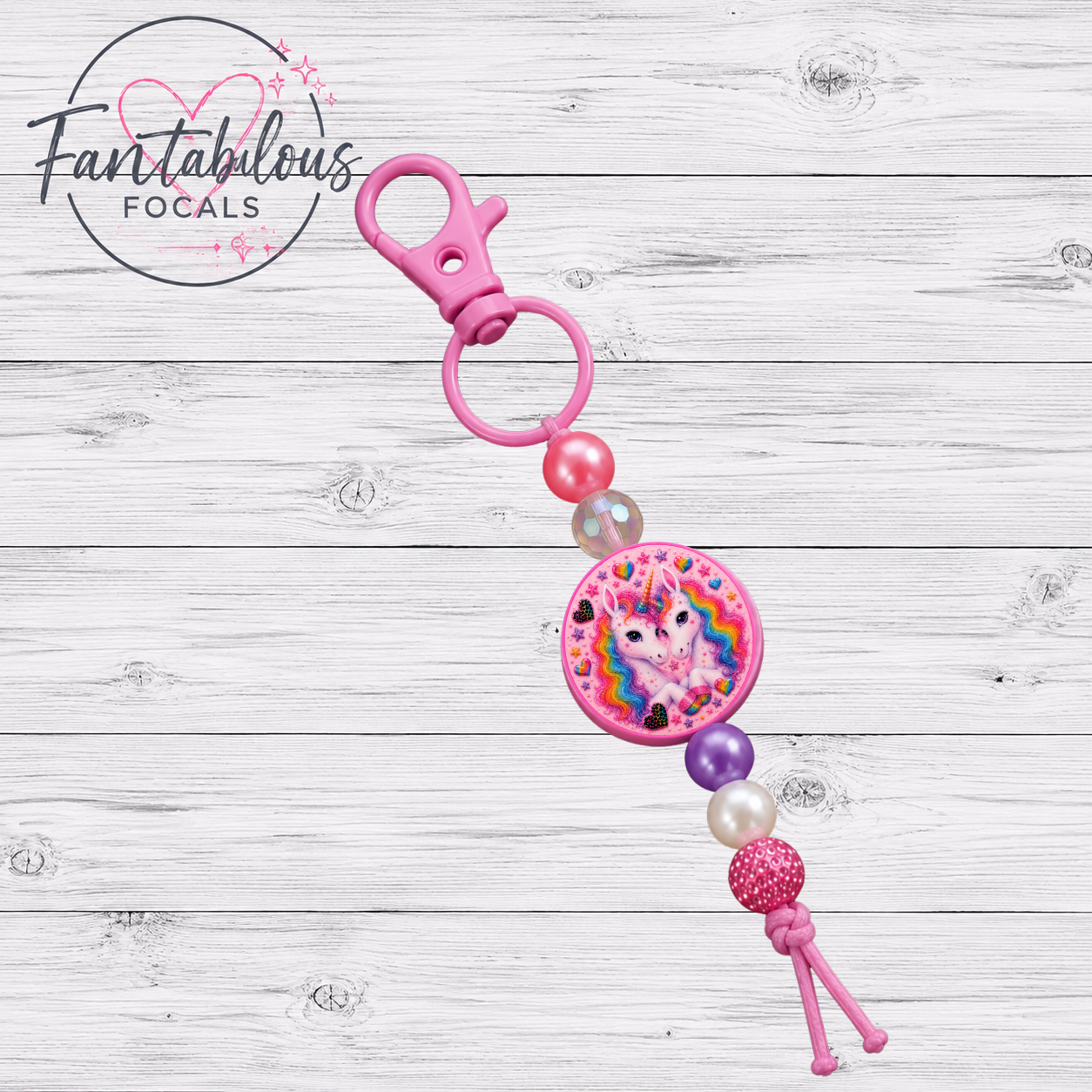 Rainbow Unicorn Silicone Focal Bead