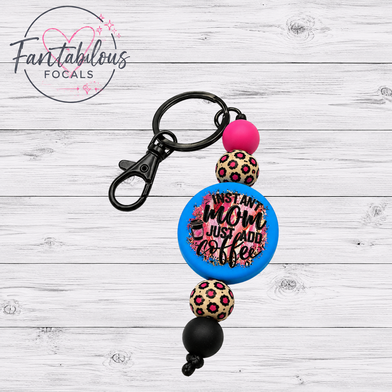 30mm “Instant Mom Just Add Coffee” Custom Silicone Focal Bead