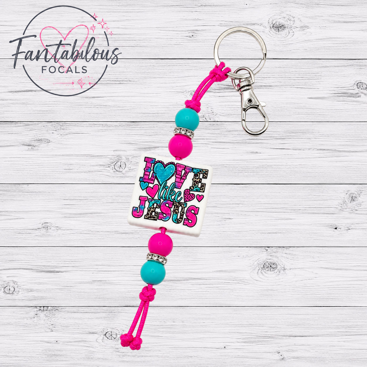 30mm Square Love like Jesus Custom Silicone Focal Bead
