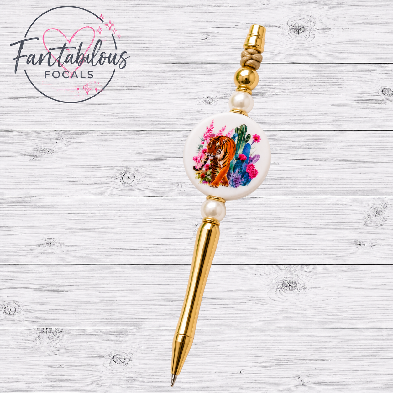 Tiger Cactus Floral Focal Bead
