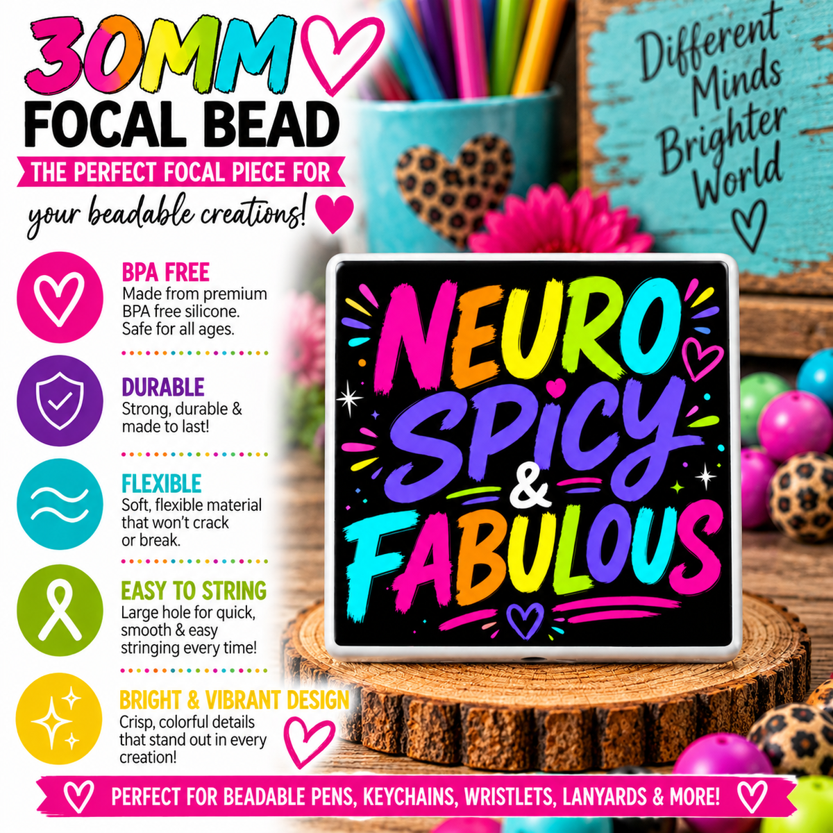 Neuro Spicy & Fabulous Silicone Focal Bead