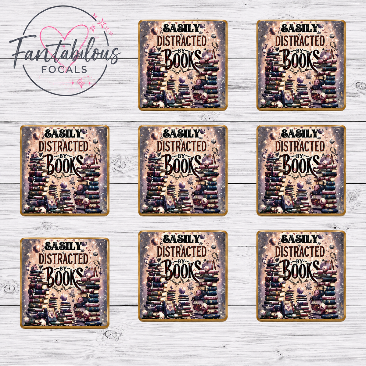 30MM Easily Distracted By Books Silicone Focal Bead
