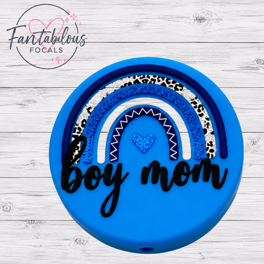 30MM Boy Mom Rainbow Silicone Focal Bead